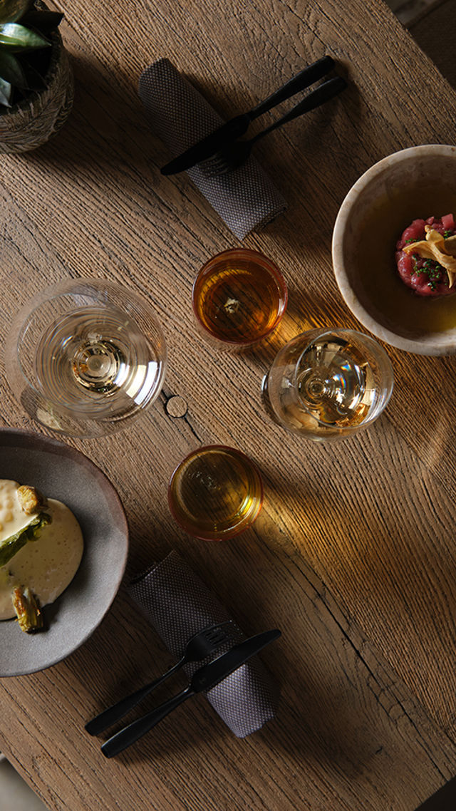 Table with food and wine